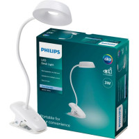 Настольная лампа з аккумулятором Philips Led Reading Desk Lamp Donutclip 3W 4000K 1200mAh USB 5V Белый