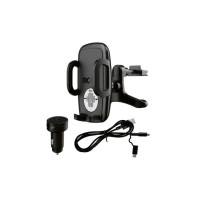 Держатель для смартфона с зарядным устройством и шнуром TRONIC TKHU2A2  для вентиляционной решетки Черный