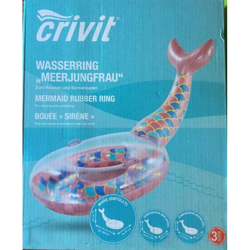 Дитячий надувний круг для плавання Русалонька Crivit 160х91см Рожевий