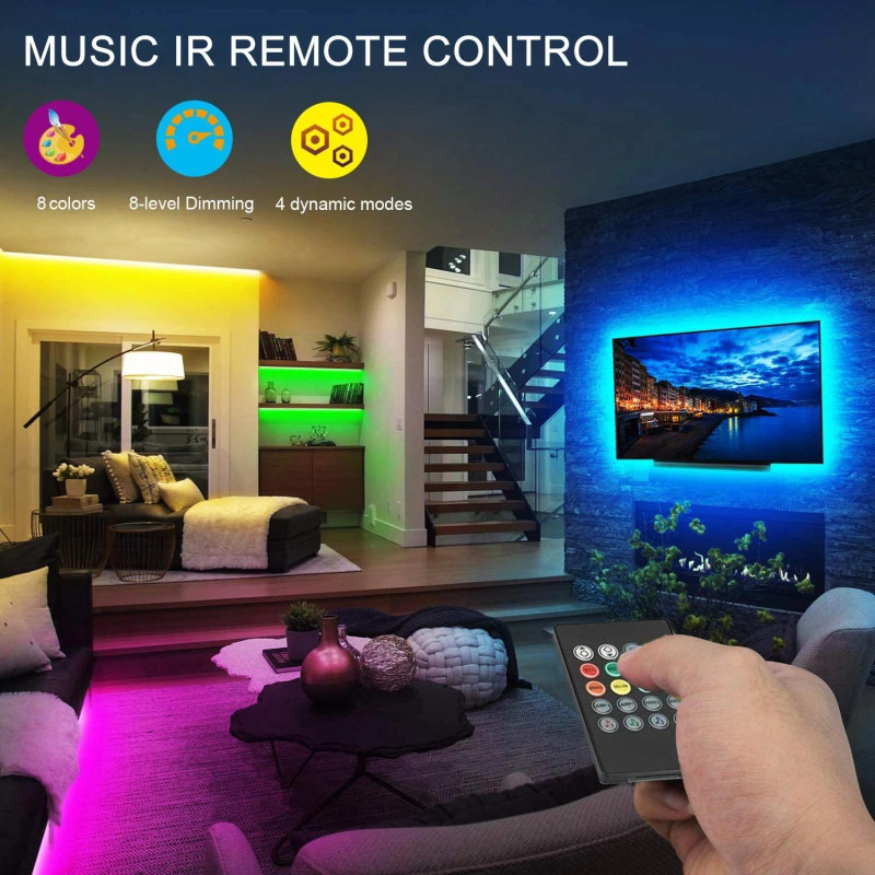 Светодиодная лента LED с изменением цвета , ИК пультом и звуковым датчиком  Livarno Ruban 5м