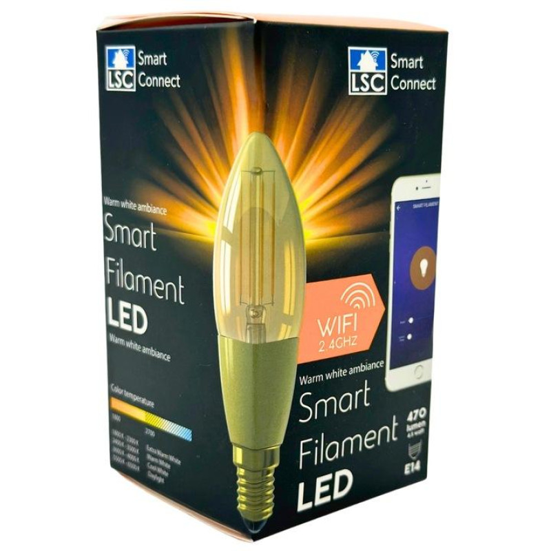 Розумна світлодіодна філаментна LED лампа Е14 WiFi Smart Connect 470lm (3001702)