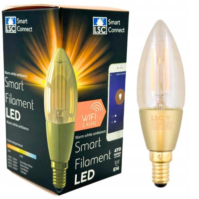Розумна світлодіодна філаментна LED лампа Е14 WiFi Smart Connect 470lm (3001702)
