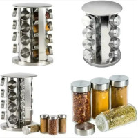 Набор для специй  Spice Carousel карусель на 16 емкостей - стеклянный контейнер органайзер для хранения специй - вращающаяся подставка для кухни
