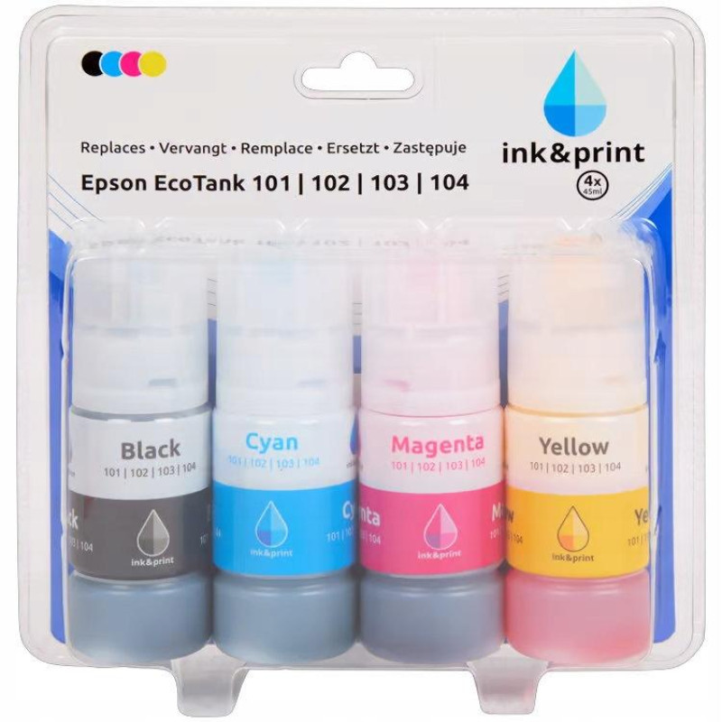 Комплект  чорнил для принтера Epson EcoTank 101,102,103,104  4шт