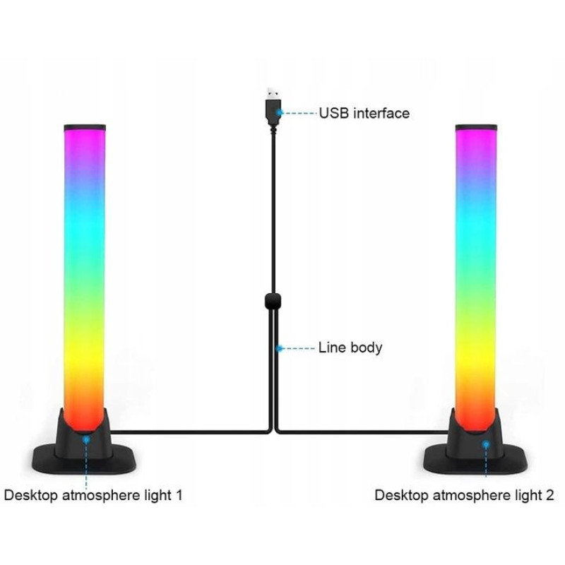 Розумні світлодіодні LED панелі RGB, синхронізація з музикою, пульт ДУ Multicolor light bar Lidl 2шт по 30см