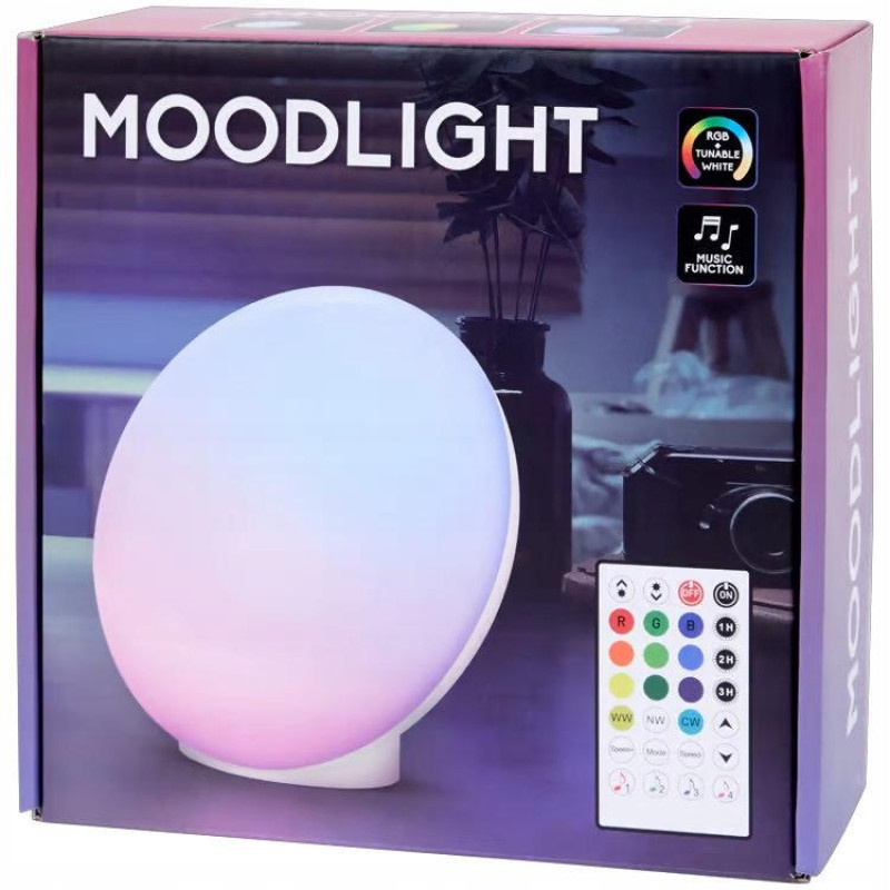 Світлодіодна багатоколірна RGB лампа, нічник, TW музичний датчик, пульт ДУ  Lidl 16,5х17,5см