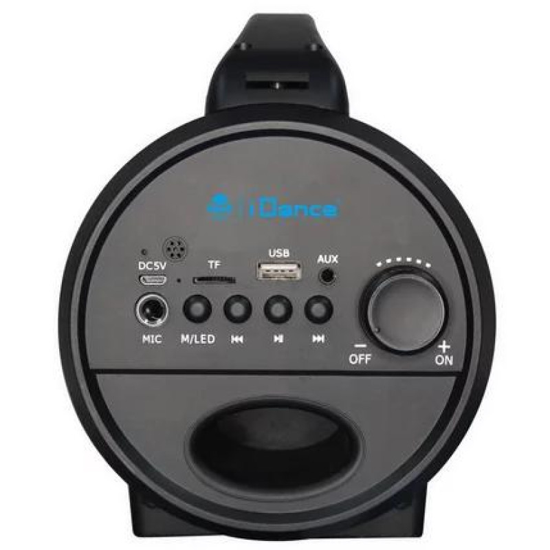 Портативна Bluetooth колонка iDance Cyclone 400 USB з RGB підсвічуванням, з мікрофоном 29х13х17см Чорний