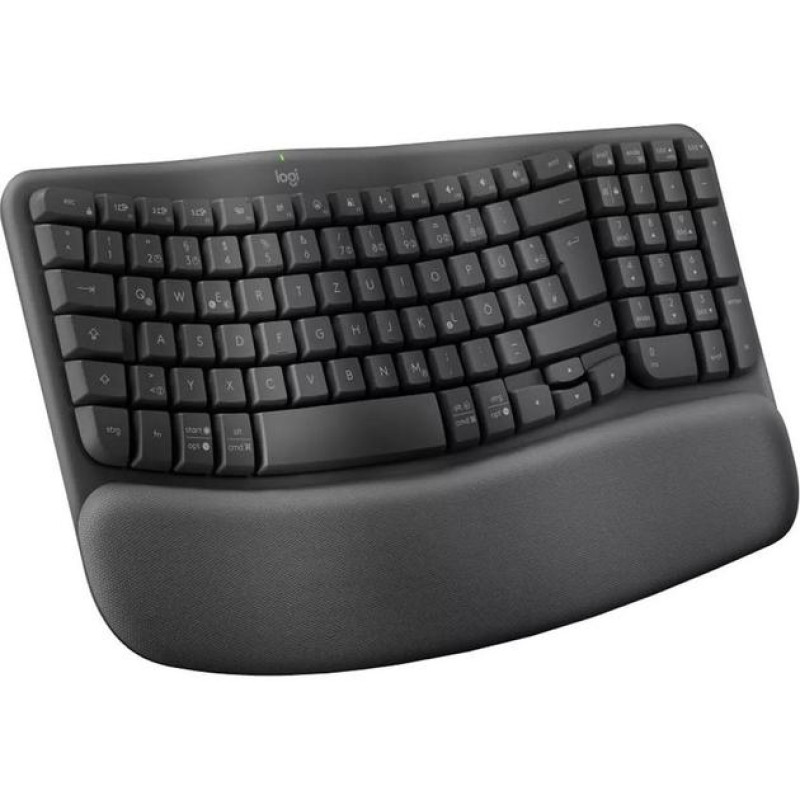 Бездротова ергономічна клавіатура Logitech Wave Keys Graphite з підсвічуванням 920-012286