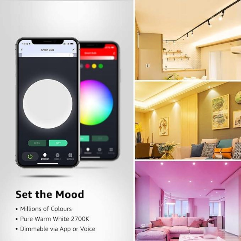 Набір розумних світлодіодних ламп LEPRO GU10 RGB з Wi-Fi, дистанційне керування 4шт