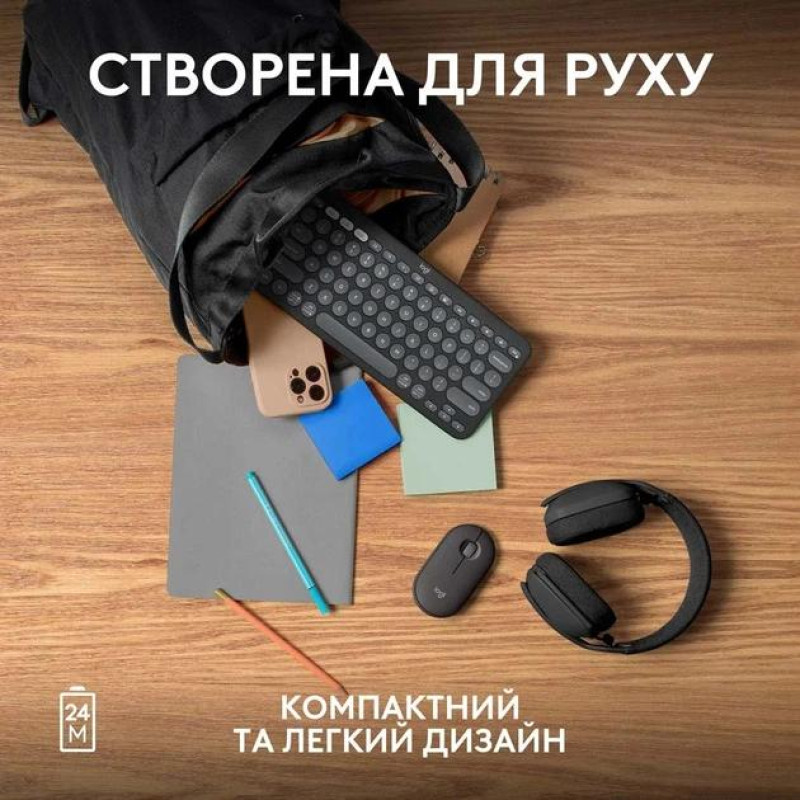 Компьютерная беспроводная  Bluetooth-мыша, мышка Logitech Pebble Mouse 2 M350s Graphite