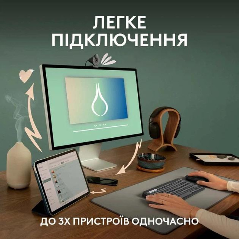 Компьютерная беспроводная  Bluetooth-мыша, мышка Logitech Pebble Mouse 2 M350s Graphite