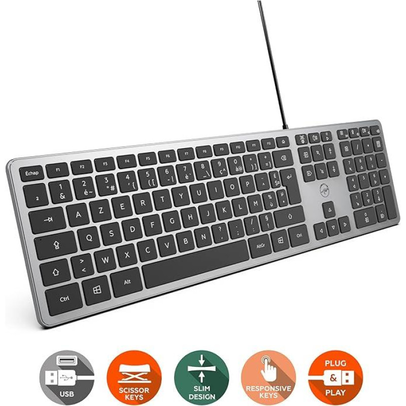 Ультратонка USB-клавіатура Mobility Lab для ПК  AZERTY Сірий