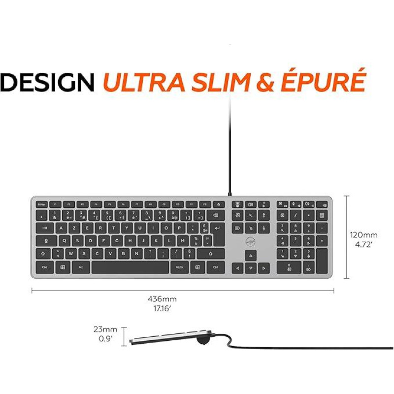 Ультратонка USB-клавіатура Mobility Lab для ПК  AZERTY Сірий