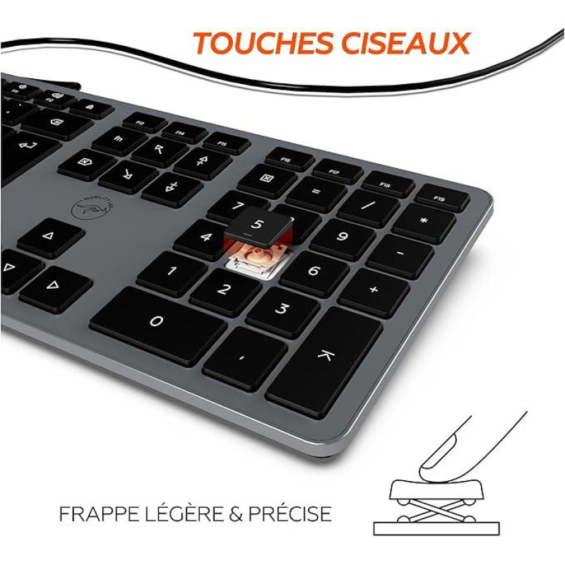 Ультратонка USB-клавіатура Mobility Lab для ПК  AZERTY Сірий