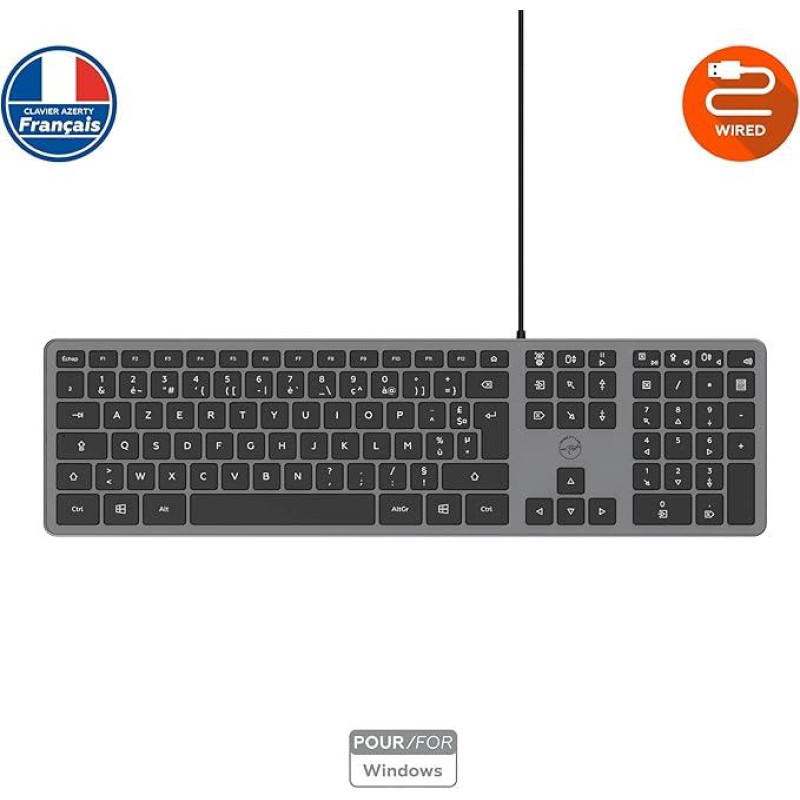 Ультратонка USB-клавіатура Mobility Lab для ПК  AZERTY Сірий