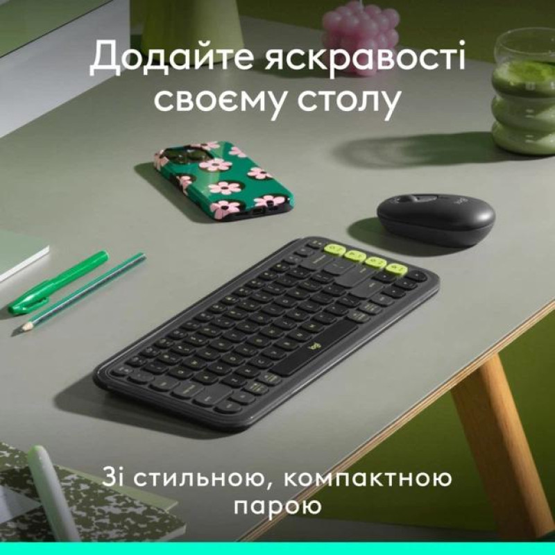 Комплект клавіатура і миша Bluetooth Logitech POP Icon Combo Graphite