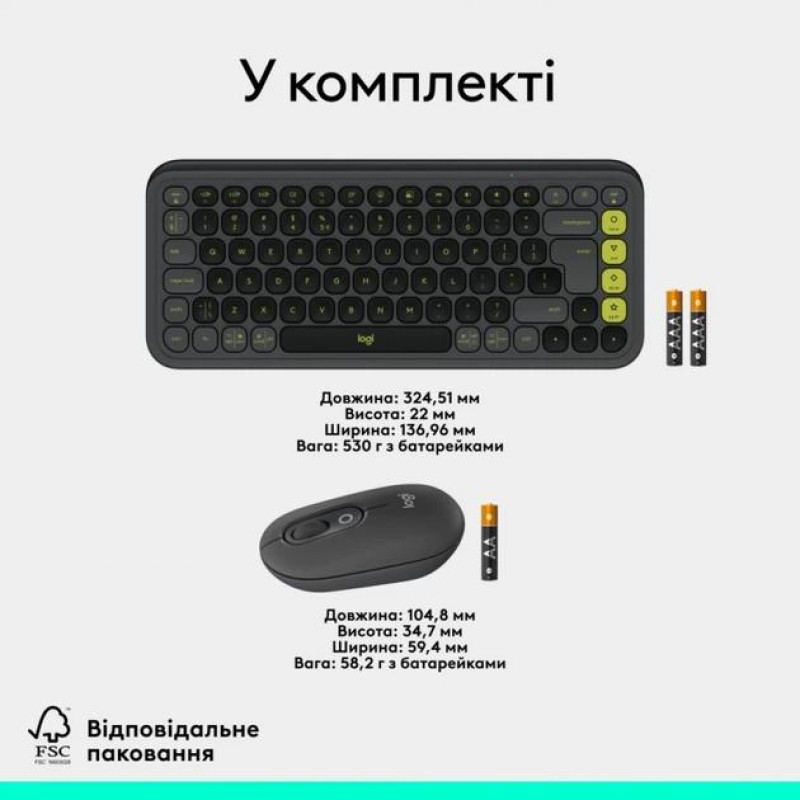 Комплект клавіатура і миша Bluetooth Logitech POP Icon Combo Graphite
