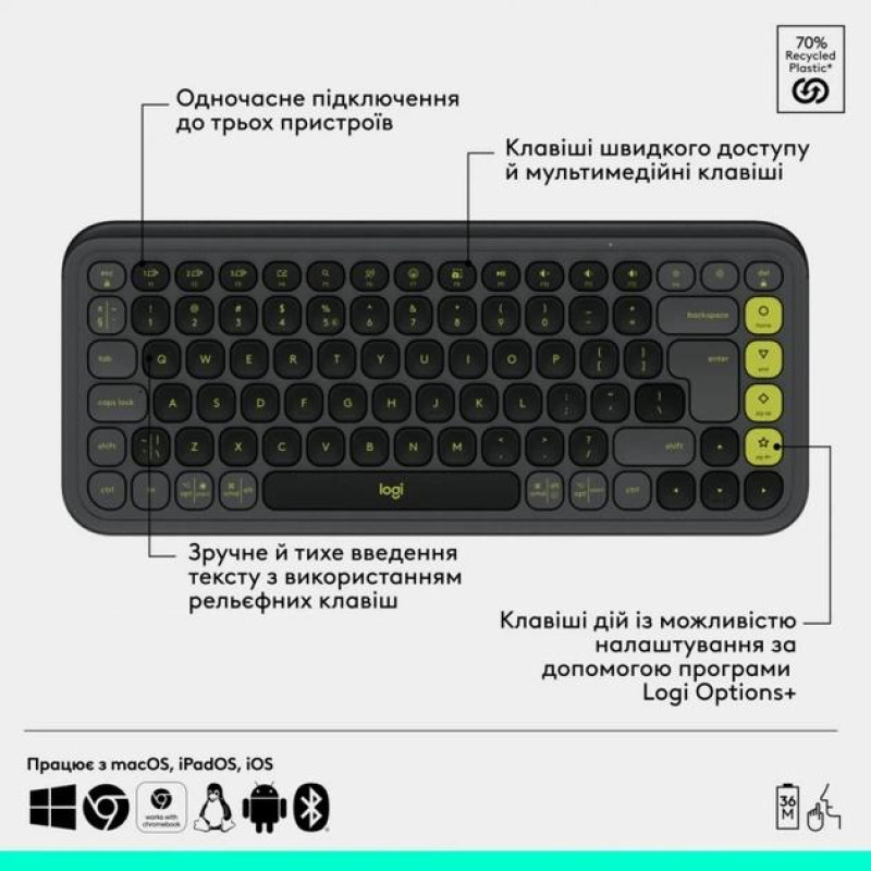 Комплект клавіатура і миша Bluetooth Logitech POP Icon Combo Graphite
