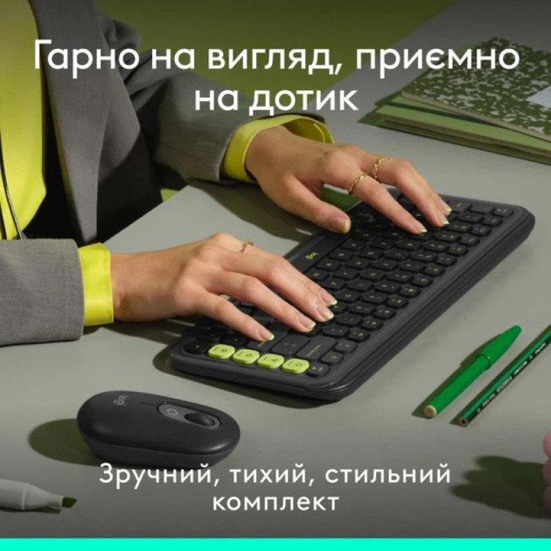 Комплект клавіатура і миша Bluetooth Logitech POP Icon Combo Graphite