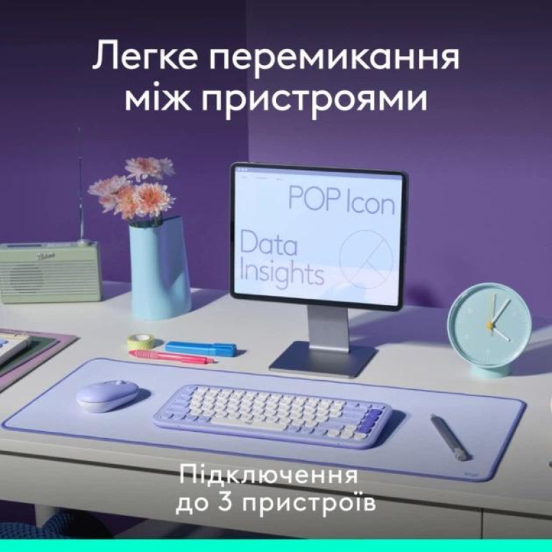 Комплект клавіатура і миша Bluetooth Logitech POP Icon Combo Graphite