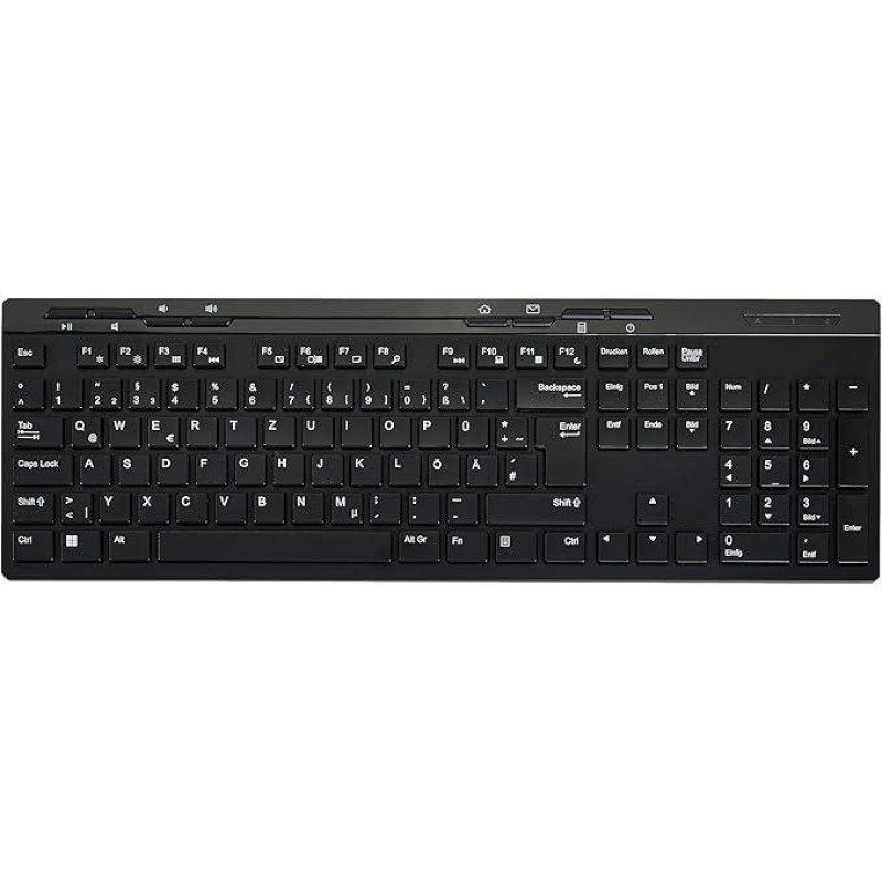 Комплект клавіатура і миша Amazon Basics MD023, стандартний розмір, бездротовий, USB-приймач 2,4 ГГц, QWERTY, Чорний