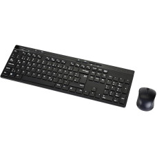 Комплект клавіатура і миша Amazon Basics MD023, стандартний розмір, бездротовий, USB-приймач 2,4 ГГц, QWERTY, Чорний