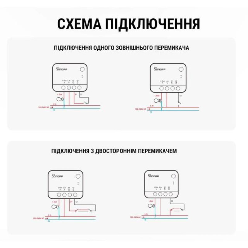 Реле одноканальне, смарт-реле  Sonoff Zigbee ZBMINI-L2  Extreme No Neutral Required 110-240V  без нульової лінії