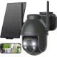 Бездротова камера відеоспостереження WiFi ieGeek ZY - C2 2K, огляд 360°, кольорове нічне бачення, бездротова, акумулятор 5200 мАг, сонячна панель Графіт