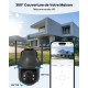 Бездротова камера відеоспостереження WiFi ieGeek ZY - C2 2K, огляд 360°, кольорове нічне бачення, бездротова, акумулятор 5200 мАг, сонячна панель Графіт