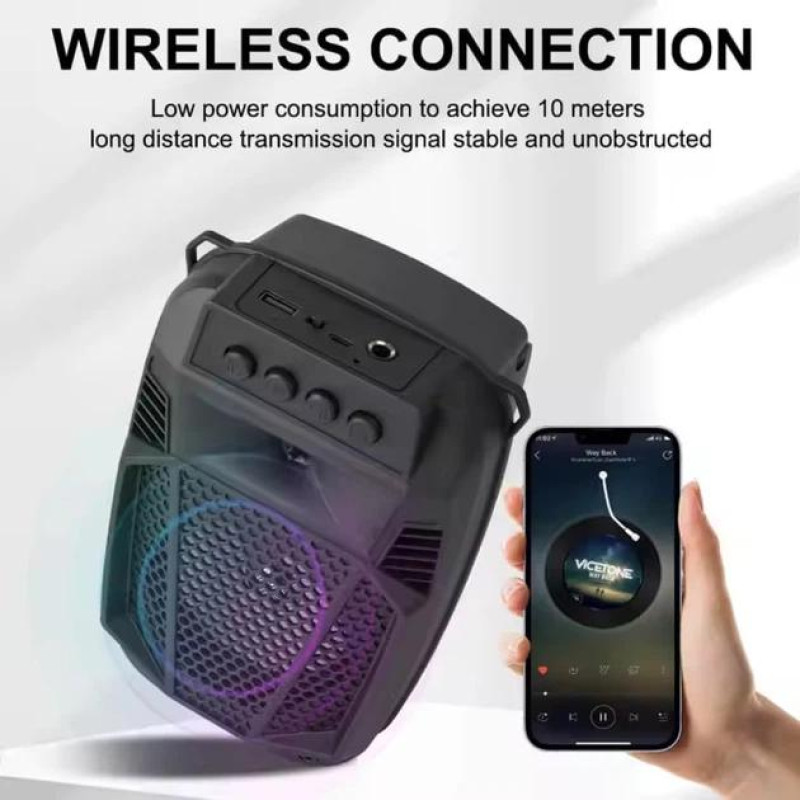 Портативна бездротова колонка Sing-e  ZQS1430 Mini RGB Multi Media 8W 1200mAh Чорна