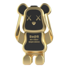Універсальний автомобільний тримач телефону Bearbrick, установка в дефлектор Чорний із золотом
