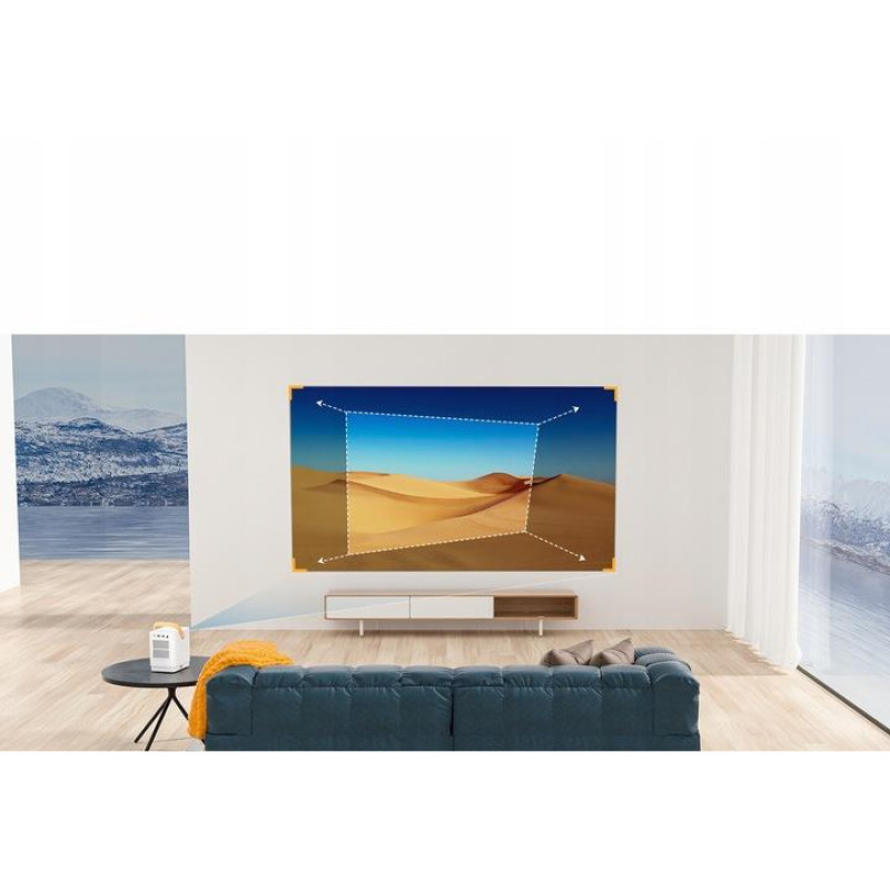 Мультимедийный, мобильный проектор Surewheel Q3 Full HD LED 8000Лм WiFi Bluetooth Android TV 180C 4K с динамиками Белый