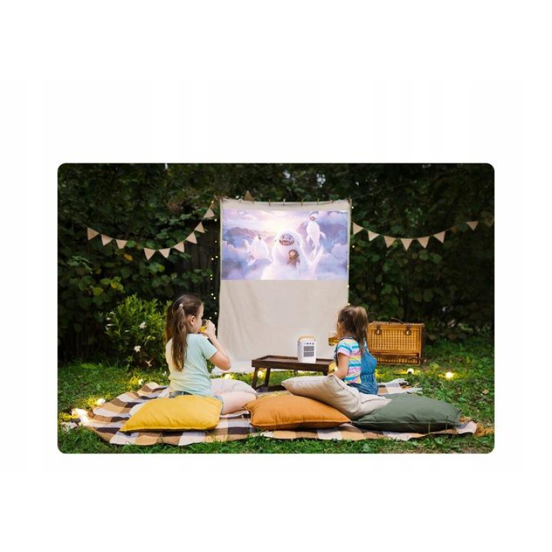 Мультимедийный, мобильный проектор Surewheel Q3 Full HD LED 8000Лм WiFi Bluetooth Android TV 180C 4K с динамиками Белый