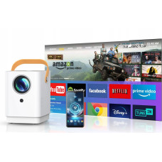 Мультимедійний, мобільний проектор Surewheel Q3 Full HD LED 8000Лм WiFi Bluetooth Android TV 180C 4K з динаміками Білий
