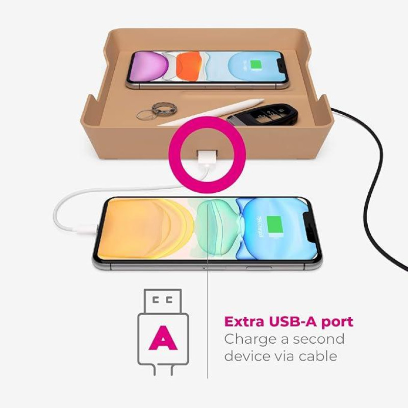 Беспроводное зарядное устройство, быстрая зарядка 10 Вт для смартфонов EINOVA Valet Tray Empty Pocket 20х20х4см Бежевый