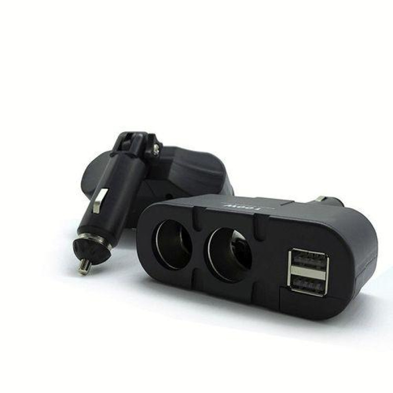 Автомобильный разветвитель прикуривателя Olesson 1652 / 2 гнезда + 2 USB /100W, 12V/24V / Черный