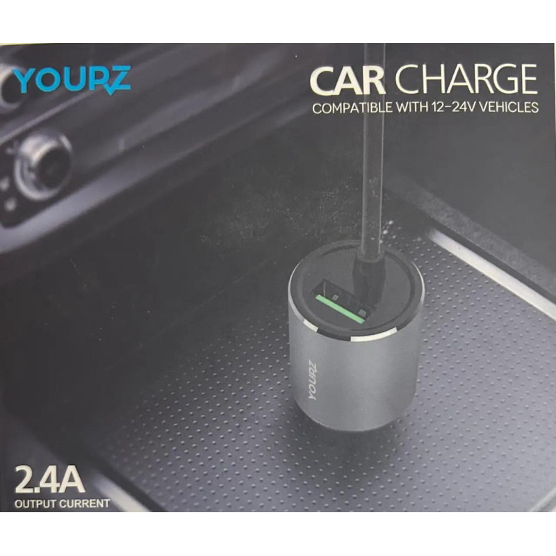 Автомобільний зарядний пристрій для прикурювача YOURZ CS03 2400 мА 12 В/24 В, Type-C