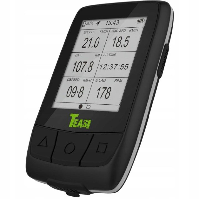 Велокомп'ютер бездротовий, вологостійкий Teasi Core Tahuna Connect GPS, датчики Bluetooth 4.0, 64МБ пам'яті