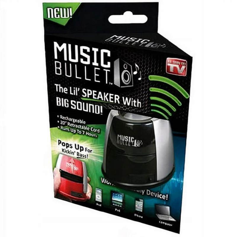 Портативная колонка мини Music Bullet, аудиокабель AUX Mini Jack 3,5 мм Черный