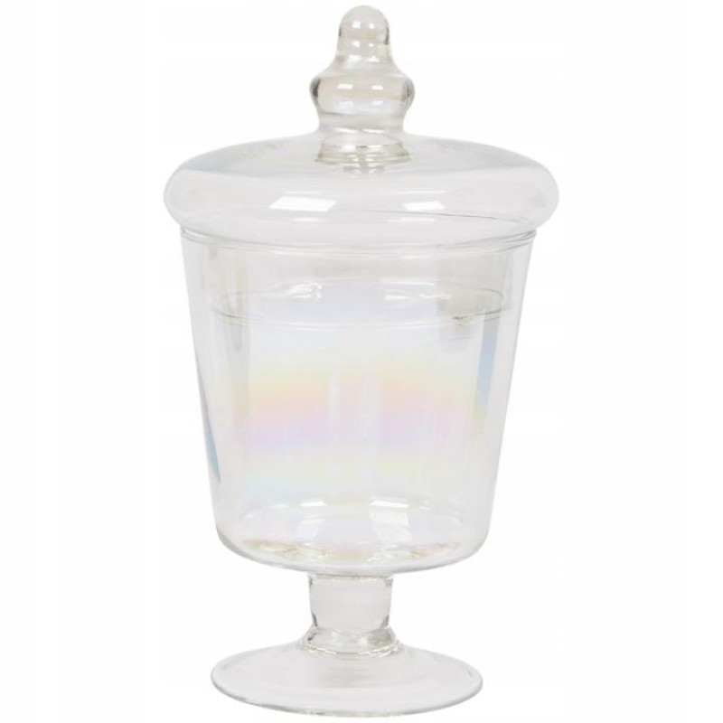 Бонбоньєрка скляна з іризацією, ваза для солодощів з кришкою Excellent Houseware 800мл