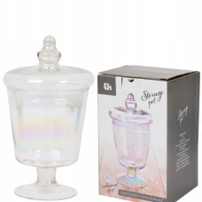 Бонбоньєрка скляна з іризацією, ваза для солодощів з кришкою Excellent Houseware 800мл