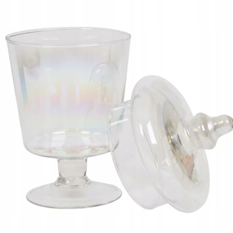Бонбоньєрка скляна з іризацією, ваза для солодощів з кришкою Excellent Houseware 800мл