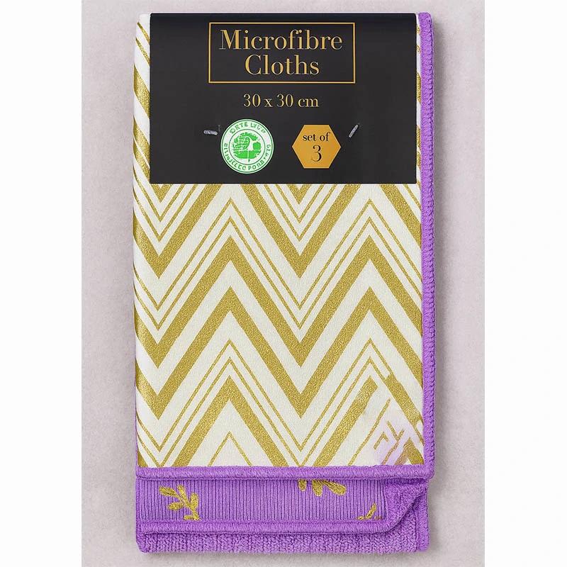 Набір серветок для прибирання з мікрофібри Microfibre Cloths 30х30см 3 шт Фіолетовий