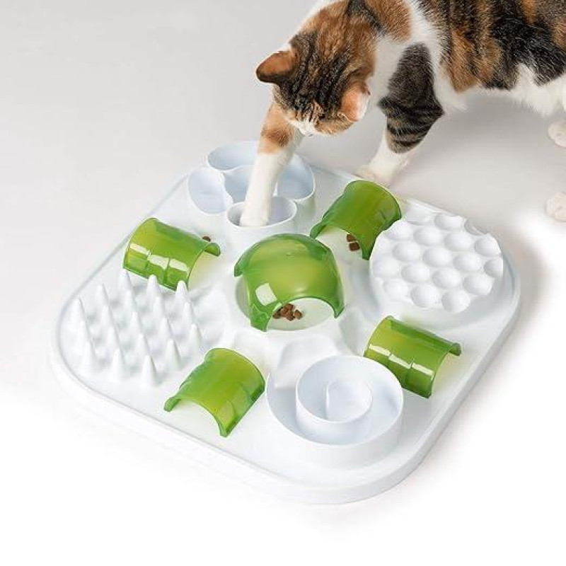 Іграшка для кішок інтерактивна, головоломка Catit Senses 2,0 Treat Puzzle 40х40см Білий із зеленим