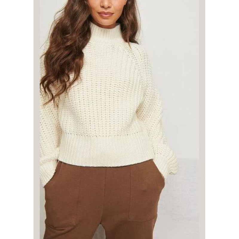 В'язаний зимовий жіночий светр, джемпер NA-KD Knitted Sweater XXS Білий