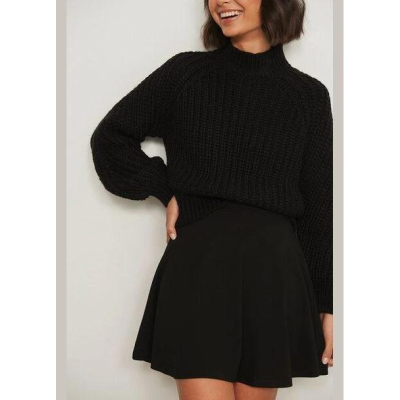 В'язаний зимовий жіночий светр, джемпер NA-KD Knitted Sweater XXS Чорний
