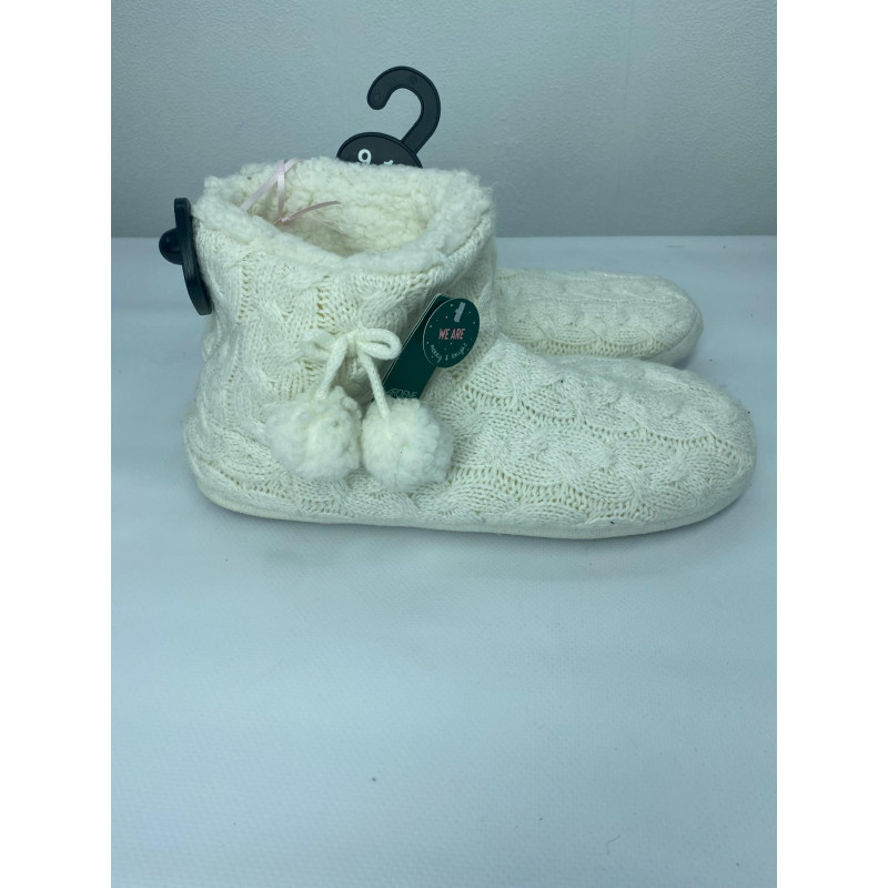 Женские домашние тапочки-сапожки вязанные Ardene Молочный 39-40р