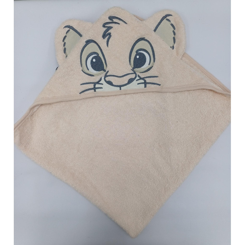 Махровий рушник із куточком капюшоном Disney 75х75см Пудровий