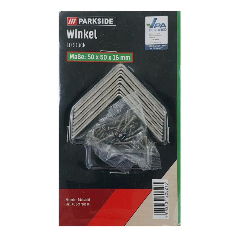 Набір металевих куточків Parkside 10шт 50х50х15мм
