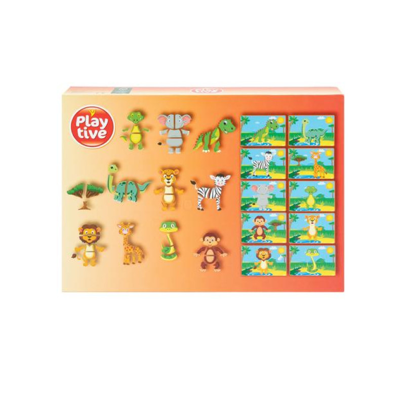 Магнитная головоломка, пазлы Животные PlayTive 80 деталей